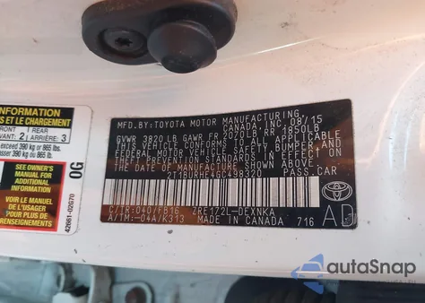 2016 Toyota Corolla Le z USA, uszkodzony, nr VIN 2T1BURHE4GC498320